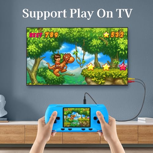 Handheld Game Console 3" HD Screen Built in 258 Video Games Blue Y89351