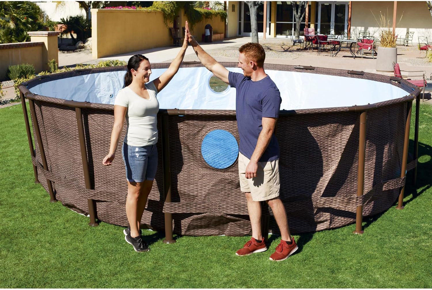 Brown 18' x 48" Above Ground Swimming Pool Set with Filter Pump and Ladder E20937