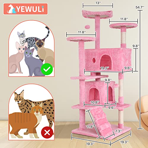 54in Cat Tree Cat Climbing Tower with Scratching Post O80828