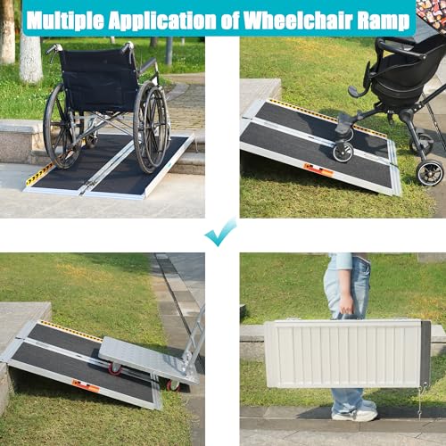 Black 6FT 800 lbs Aluminum Folding Wheelchair Ramp A955538