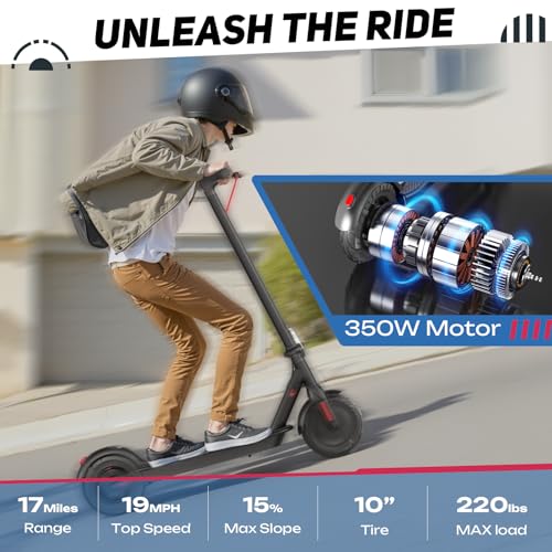 19MPH 17-Mile Range 430W Peak Motor Foldable Electric Scooter with 10" Tires & Dual Braking System N922179