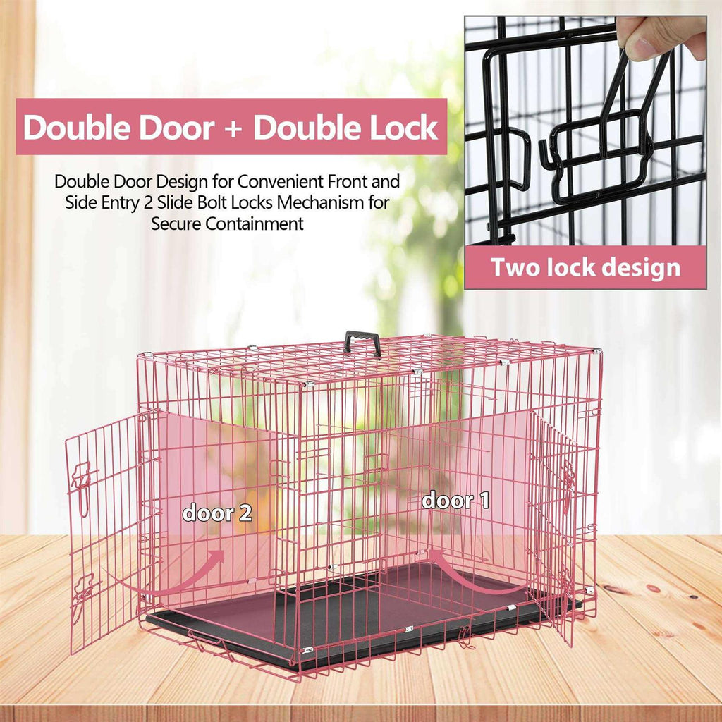 Folding Double Door Dog Cage Q740616