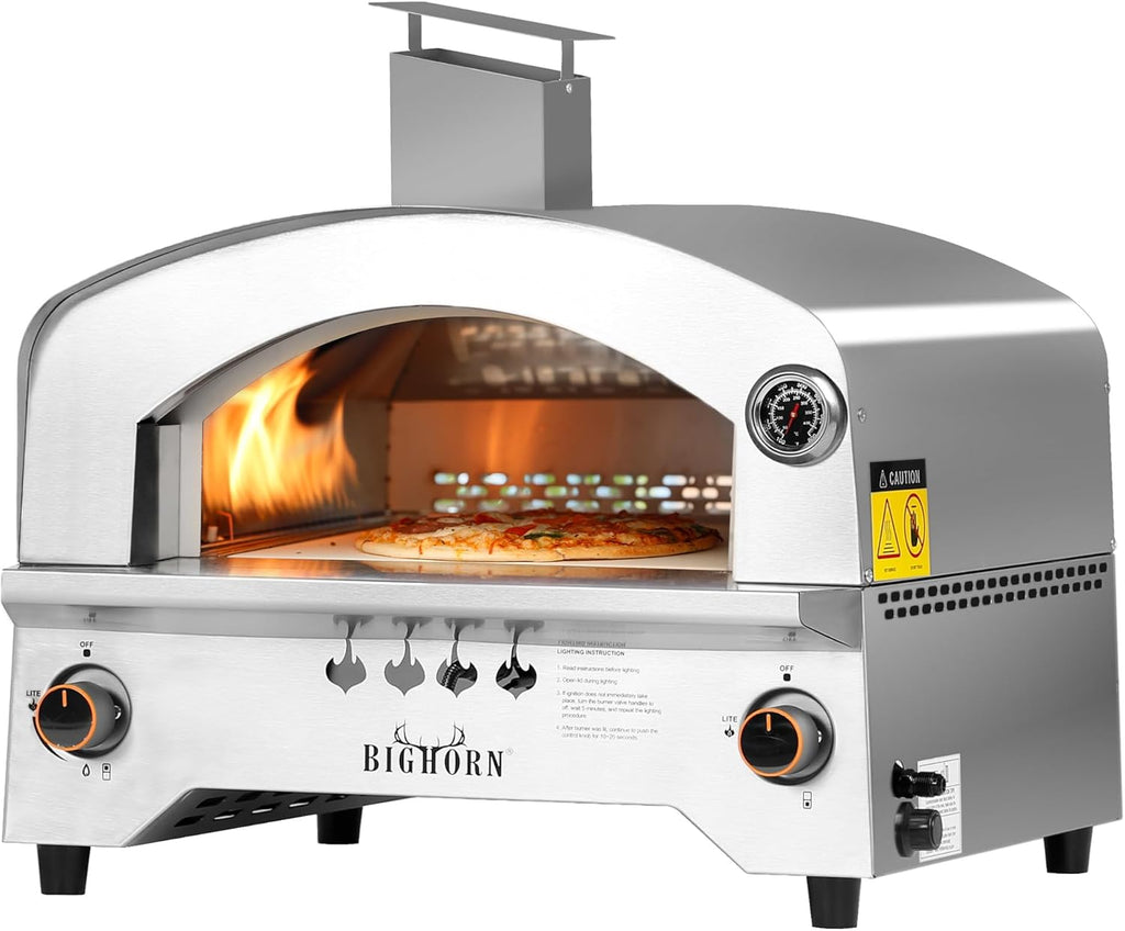 Gas Pizza Oven Countertop Stainless Steel Propane Pizza Oven with 13" Pizza Stone & Foldable Pizza Peel K631