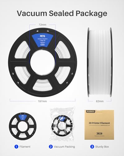 Black PETG Filament 1.75mm 2KG 2 Spool V3968