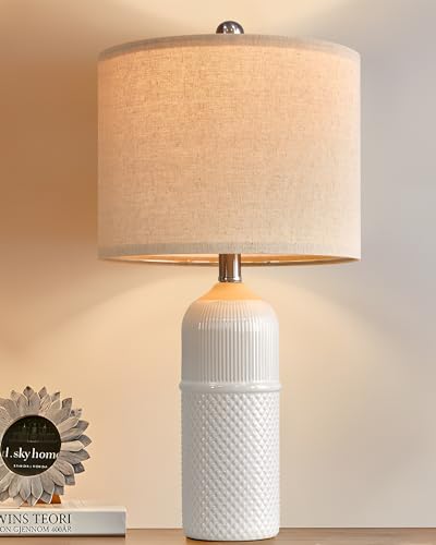 White Ceramic Table Lamps Set of 2 W5102