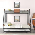 Black Twin Over Full Metal Bunk Bed Frame with Trundle X987704