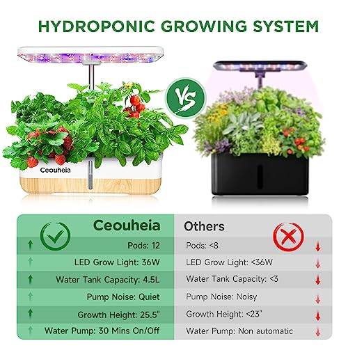 12Pods Indoor Hydroponic Growing System with LED Grow Light Q2589