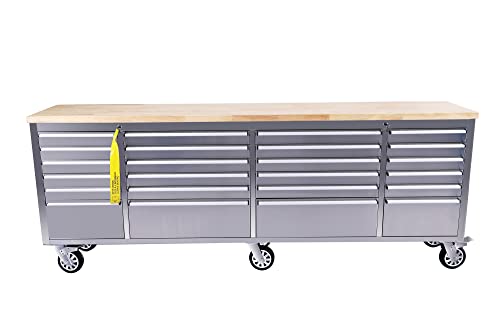 72 inch Mobile 15 Drawers Rolling Tool Chest with Wheels Lock Key Locking System Drawer Liners Stainless Steel N7971