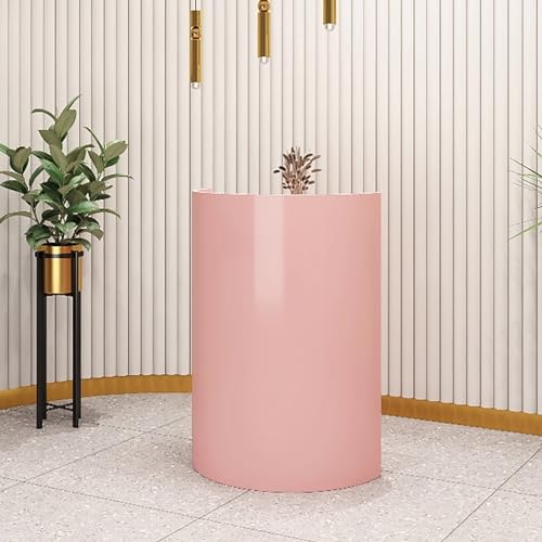Pink Reception Counter Table with Drawers and Cabinets F8997