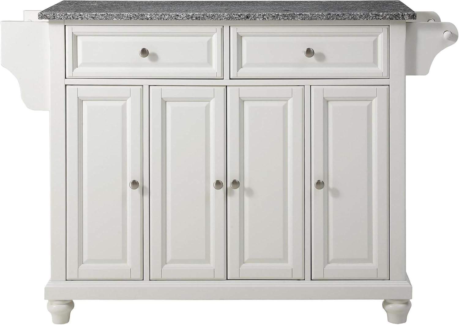 White Full Size Kitchen Island with Solid Granite Top Y1937