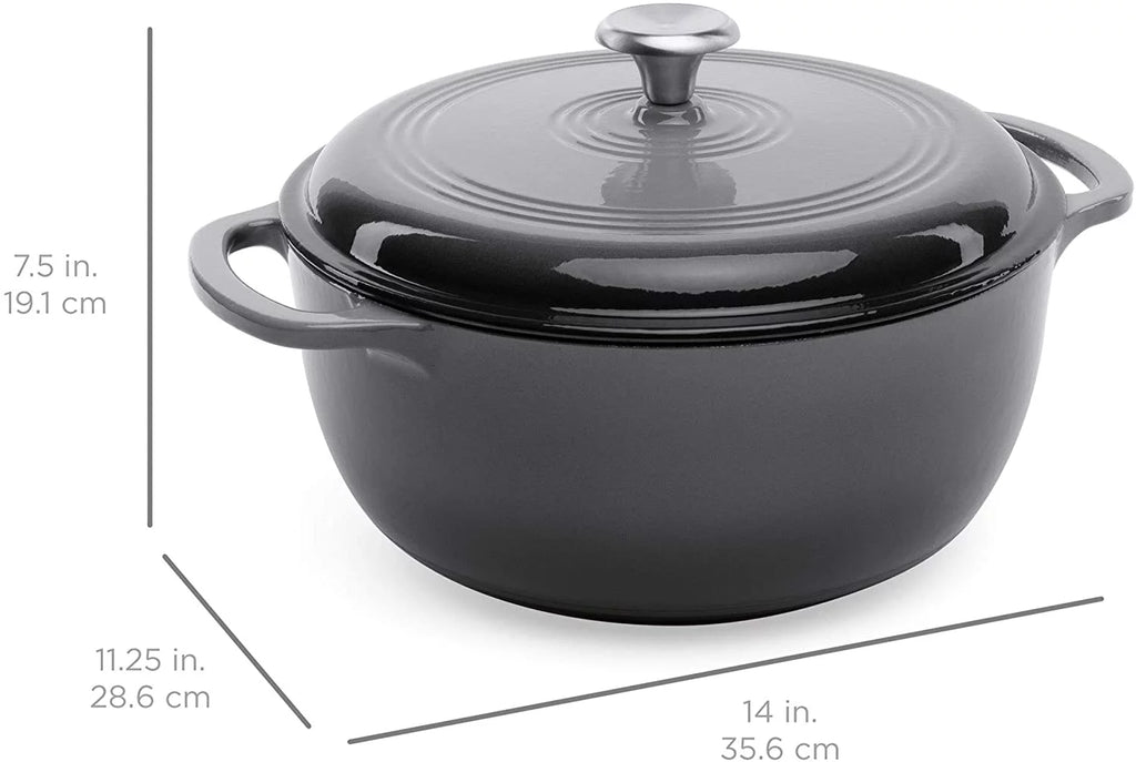 6qt Ceramic Non-Stick Cast Iron Dutch Oven with Enamel Coating, Gray V97189
