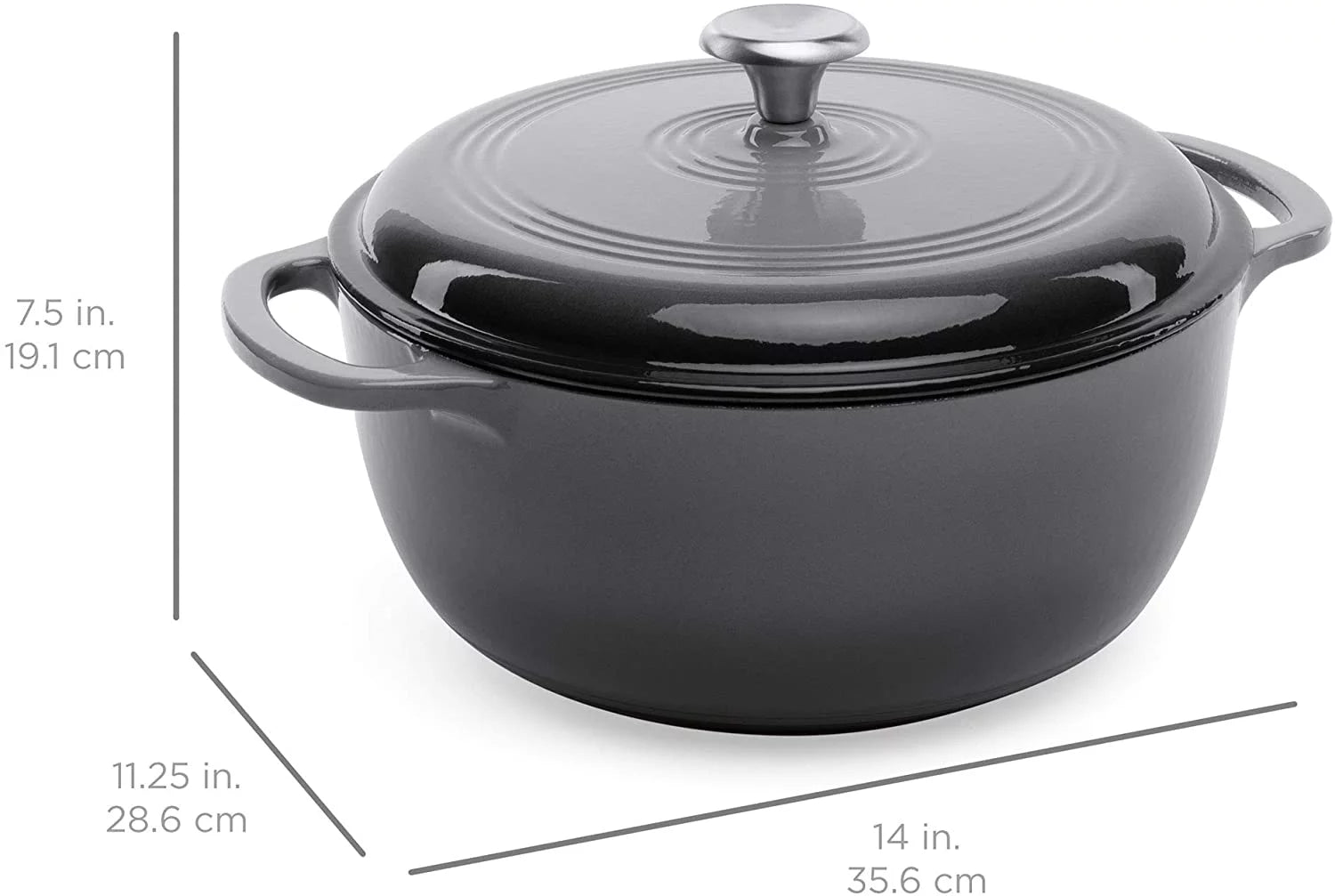 6qt Ceramic Non-Stick Cast Iron Dutch Oven with Enamel Coating, Gray V97189