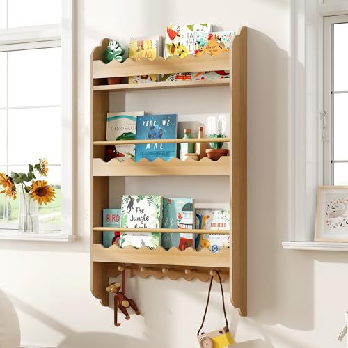 Natural 3-Tier Wall Mounted Kids Bookshelf W3061