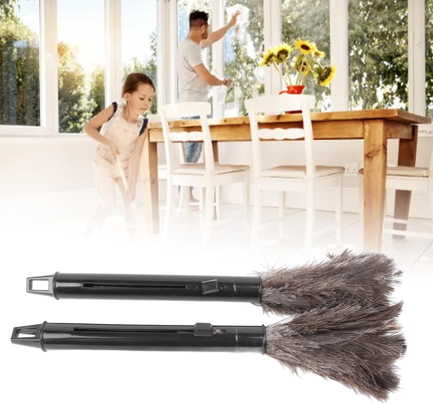 Ostrich Feather Duster Retractable Extendable Handheld I8136