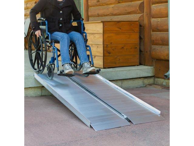 6 ft Portable Single-Fold Aluminum Wheelchair and Scooter Ramp B215109