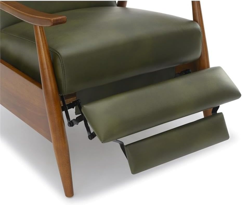 Fern Green Faux Leather Wood Arm Push Back Recliner I293