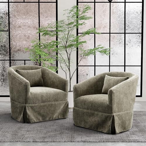 Beige Swivel Fabric Accent Chair Set of 2 E243927