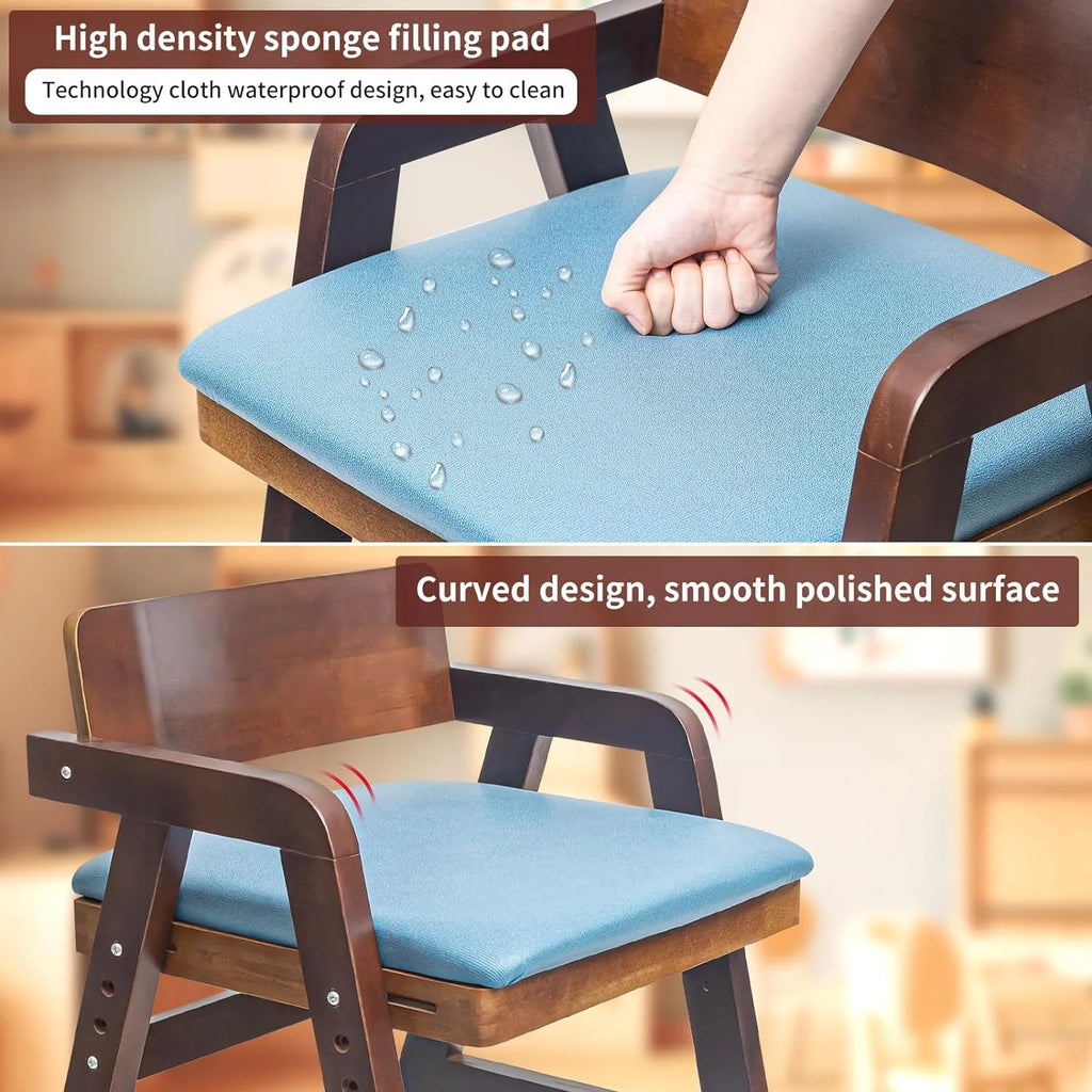 Wooden Adjustable Toddler High Chair with Waterproof Cushion T73266