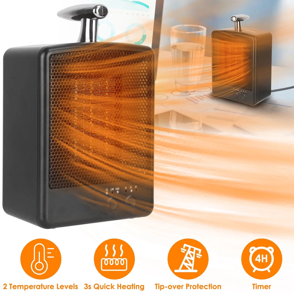 1000W Portable Ceramic Heater with Adjustable Temperature Timer L649