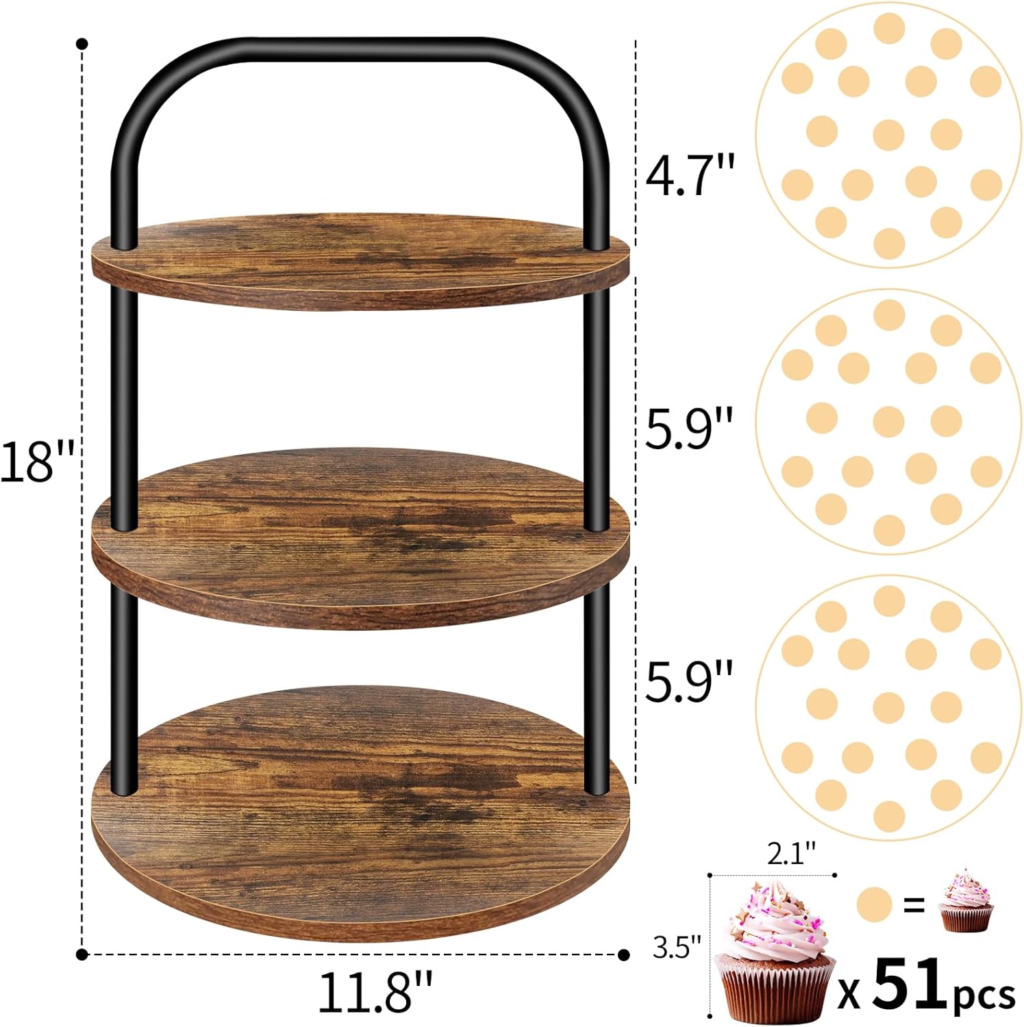 3 Tier Wooden Cupcake Stand M555078