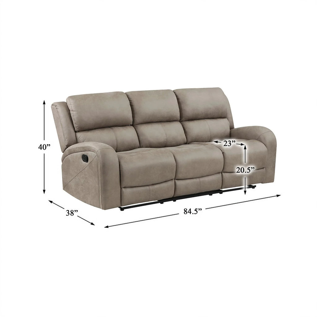 Polished Microfiber Double Reclining Sofa in Brown U4187