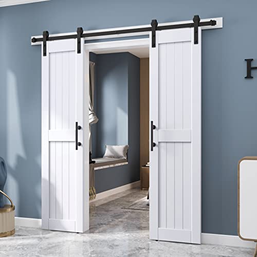 White Barn Door with Sliding Door Hardware Kit I680990
