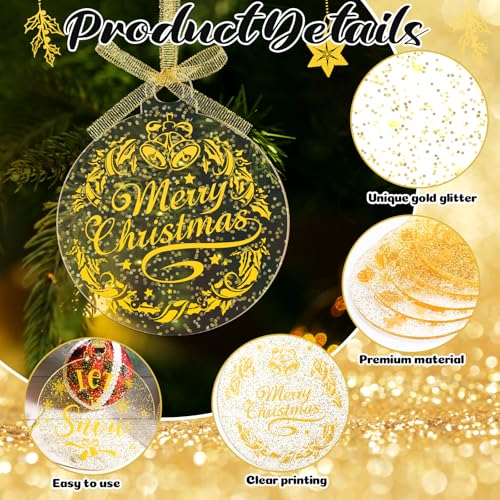 Acrylic Christmas Tree Ornaments DIY Craft Kits Hanging Xmas Ball Decorations with Stickers Ribbons (Red) K471639