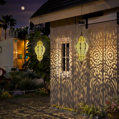 Gold Plastic Solar Hanging Lantern I892