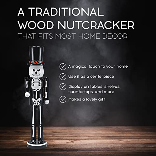 Black and White Wooden Skeleton Nutcracker Figure 15" T58372