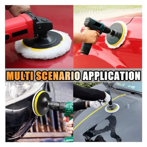 7PCS 3 Inch Car Wool Polishing Buffing Pads with M10 Drill Adapter E493780
