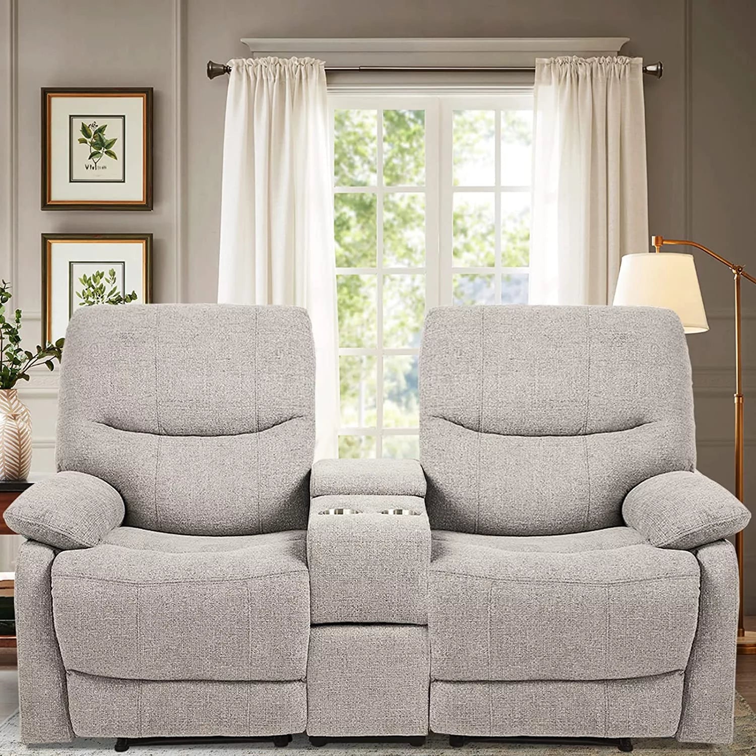 Fabric Double Reclining Loveseat with Console D429