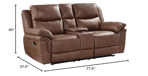 Brown Polyester Manual Sofa with Dual Recliner E8493