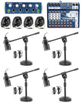 4-Person Podcasting with Mixer Headphones Amp Stands S8685