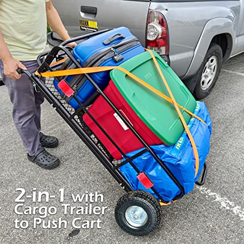 Foldable Cargo Carrier Cart With Quick Detachable Basket Rack With 10 inch Flat Free Tires Q601