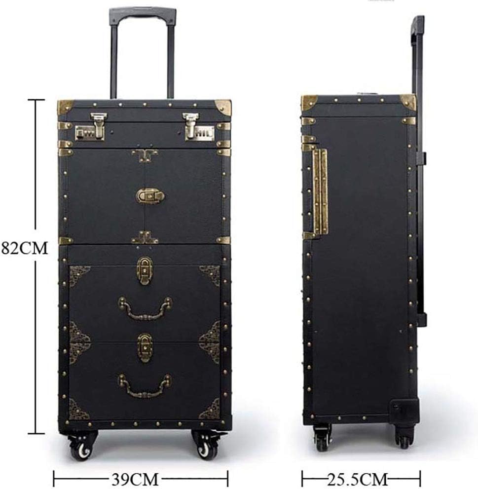 Rolling Lockable Makeup Train Case with Hair Dryer Holder Z93345