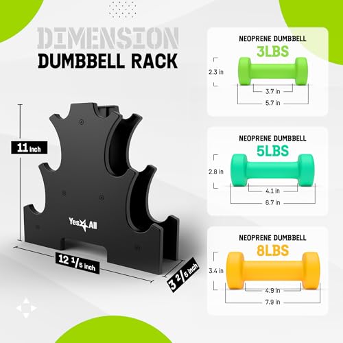 Neoprene Coated Dumbbell Hand Weight Sets with Rack B76428