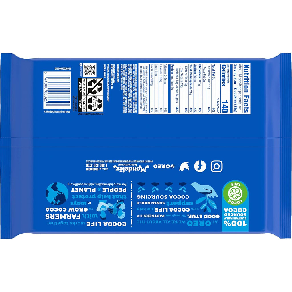 Double Stuf Chocolate Sandwich Cookies, Family Size, 18.71 oz (Pack of 2) K669714
