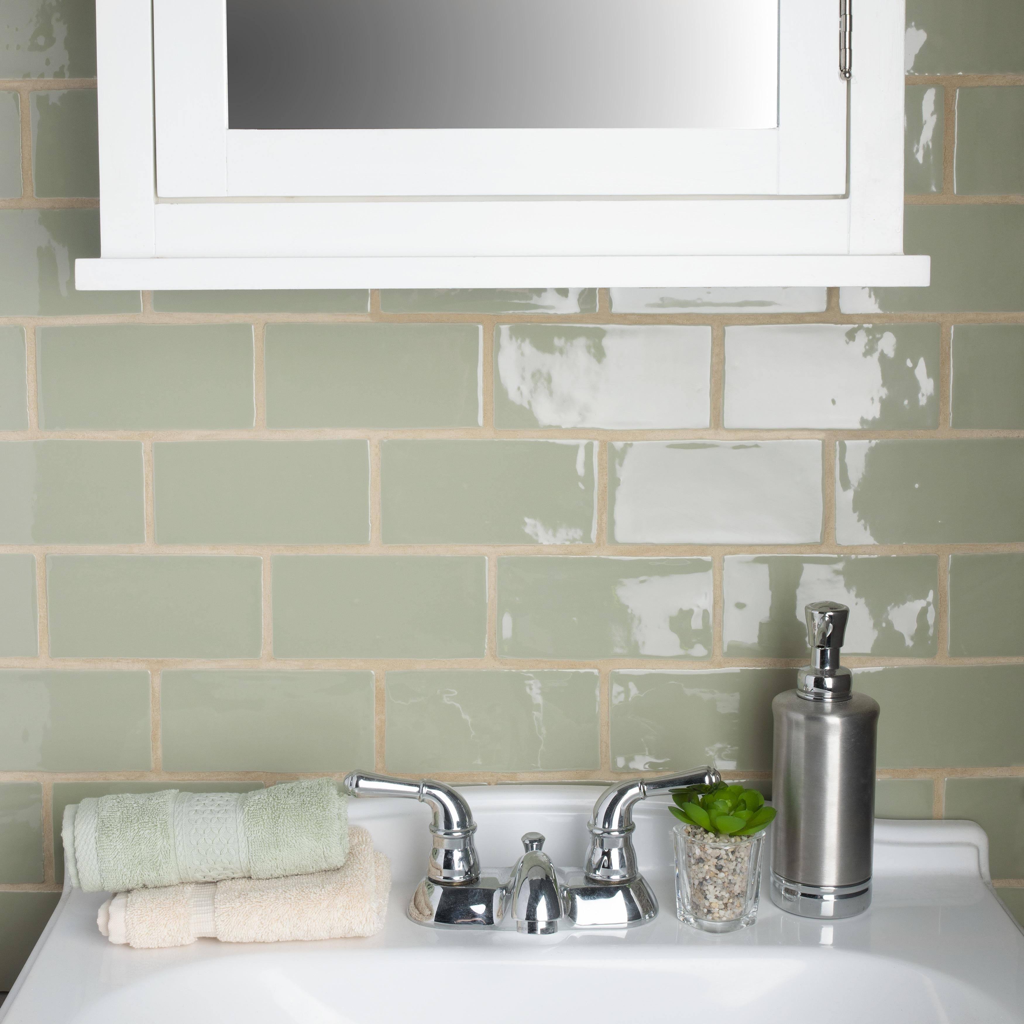 Sage Ceramic Wall Subway Tile - Case 44 Tiles F243