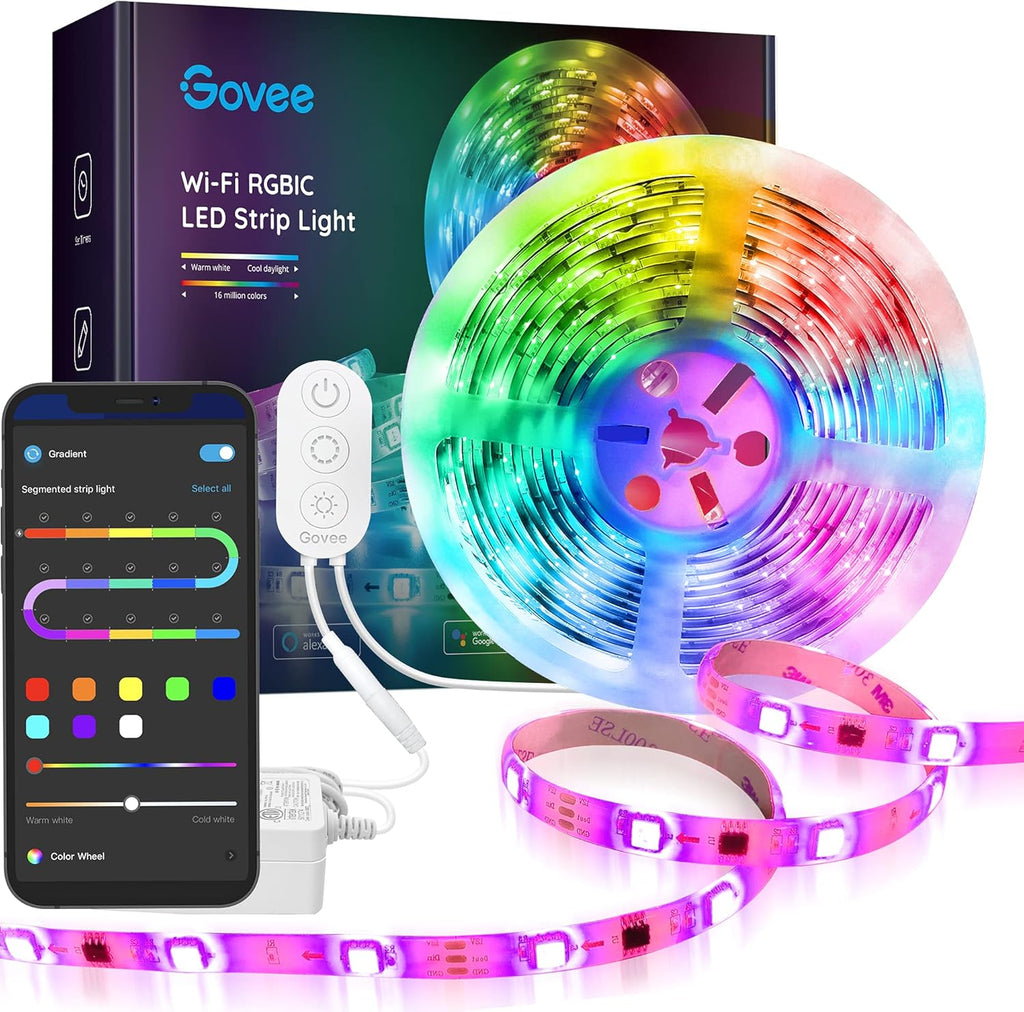 32.8ft RGBIC LED Strip Lights WiFi Color Changing Segmented Control Music LED Lights Waterproof 2x16.4ft Pack of 2 N37610