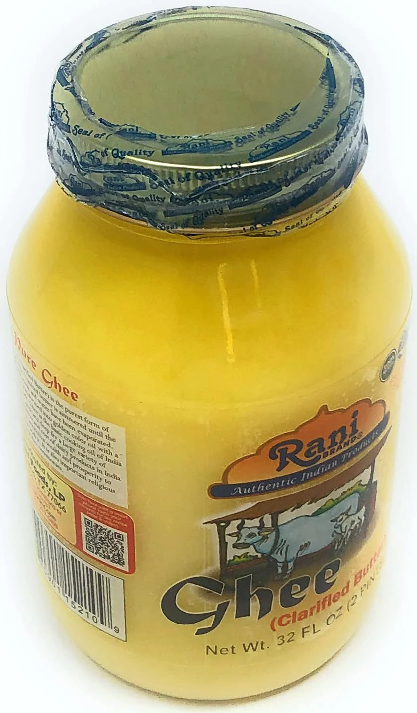 Pure Ghee Clarified Butter 2lbs (32oz) Glass Jar E286