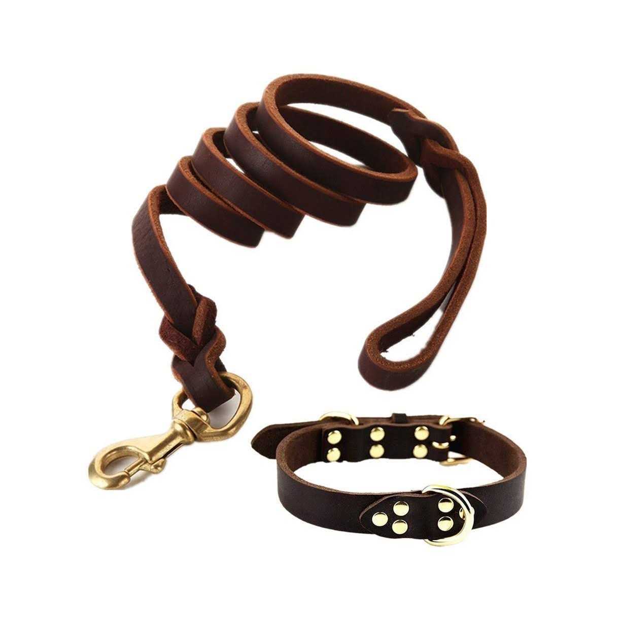 Leather Dog Leash 6 Foot Braided Heavy Duty Training Leash D8062