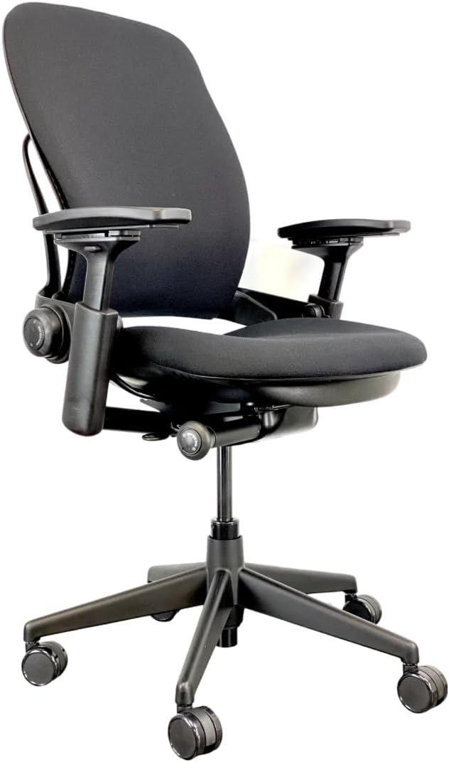 Black Fabric Black Frame Office Chair with Lumbar Support R4943