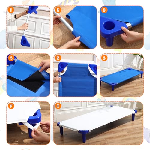16 Pcs Stackable Toddler Nap Cots with Sheets Set O21983