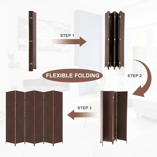 Brown 71" Wood Room Divider Screen G792