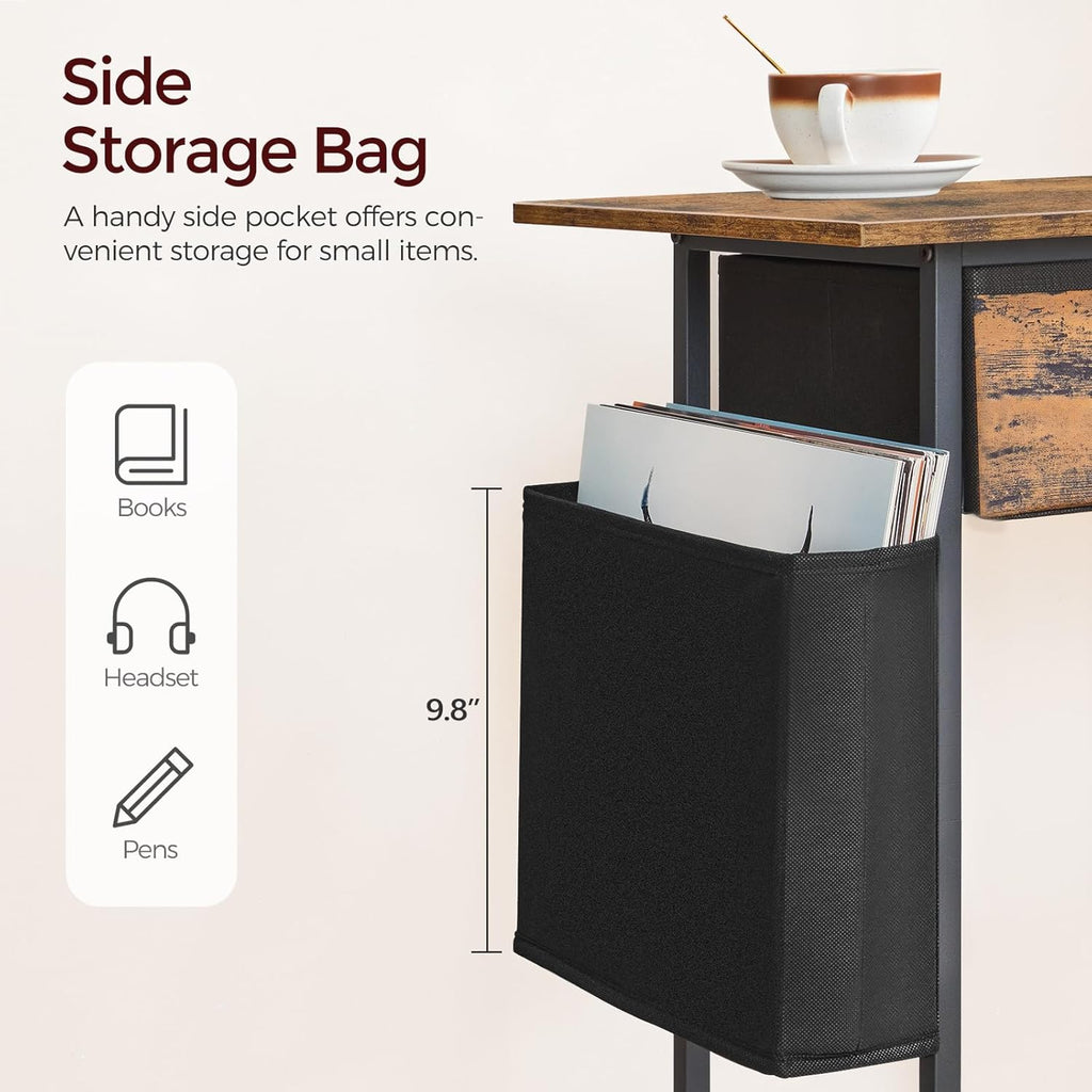 Rustic Brown Rolling Printer Cart with Storage Drawer C741