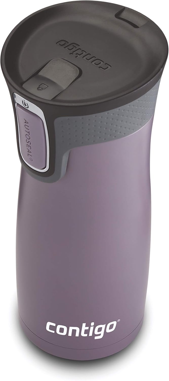 Stainless Steel Vacuum Travel Mugs with Spill-Proof Lids, 16oz B8462