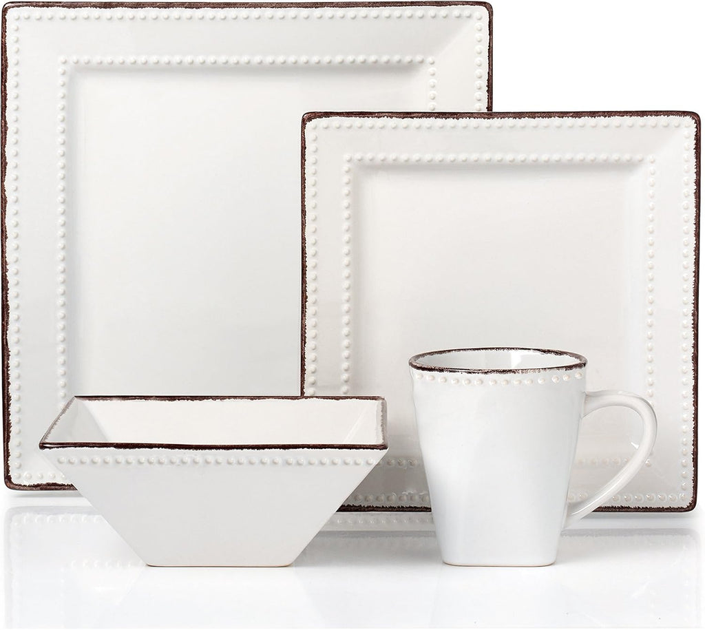 16 Piece White Stoneware Dinnerware Set A631959