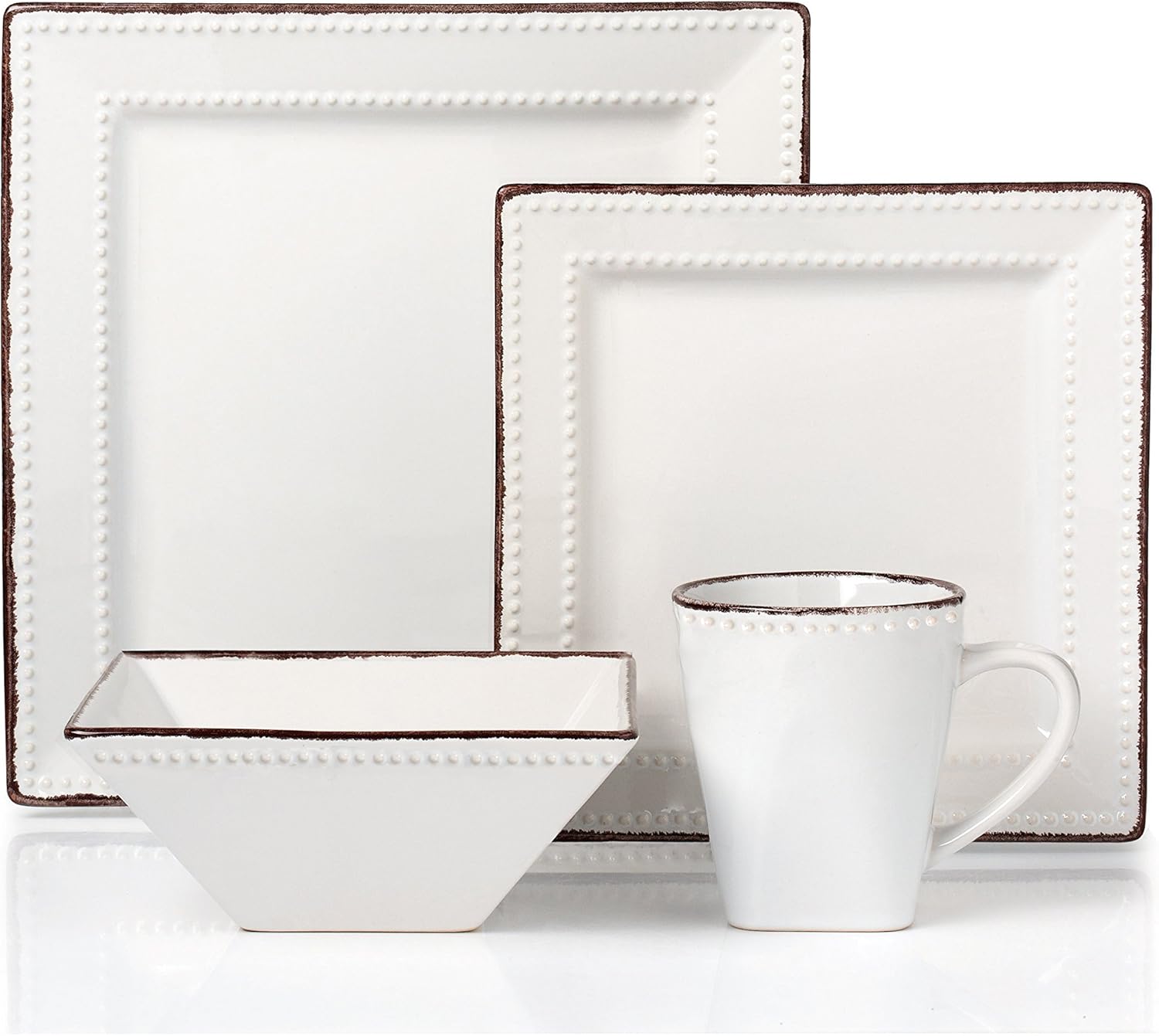 16 Piece White Stoneware Dinnerware Set A631959
