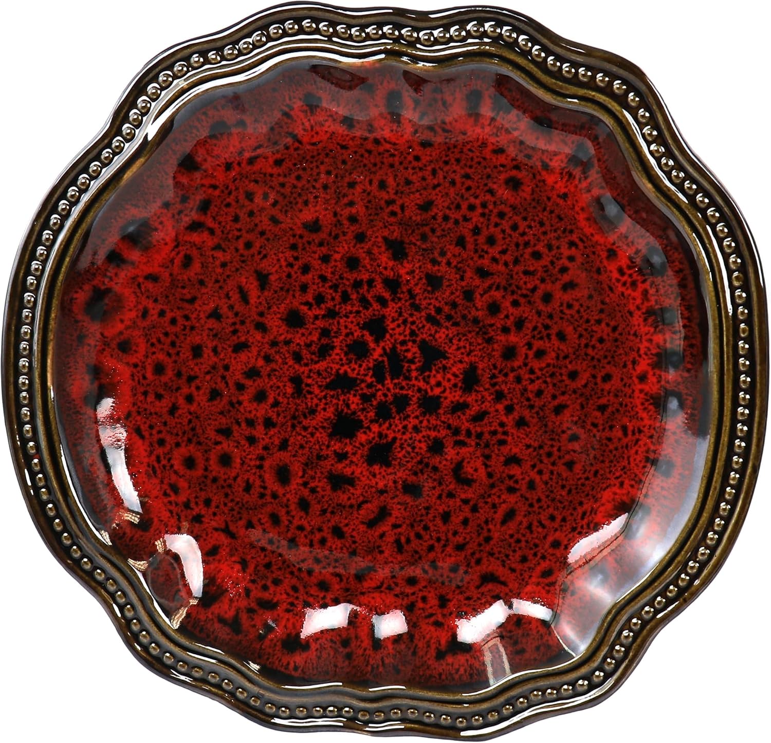6 Piece Stoneware Dinner Plate Set Red D48888