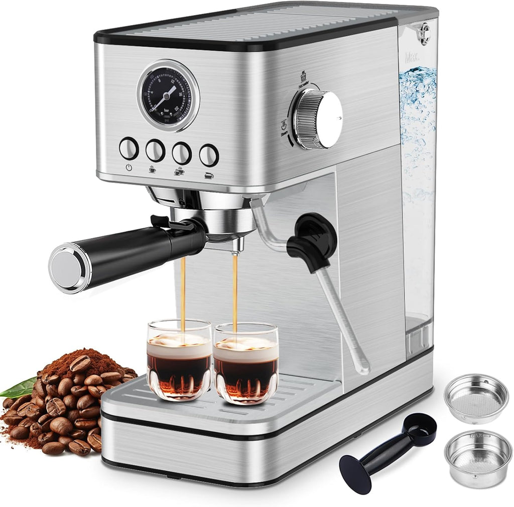 Stainless Steel Espresso Machine with Milk Frother U6468